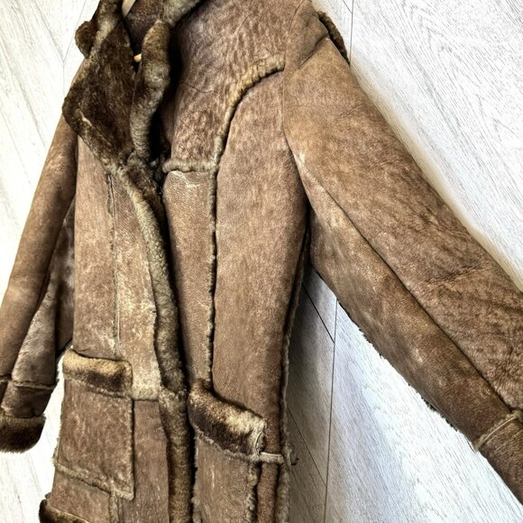 Vintage Sheepskin Shearling Coat Womens Size Medium Western Yellowstone Ranch - Picture 5 of 13